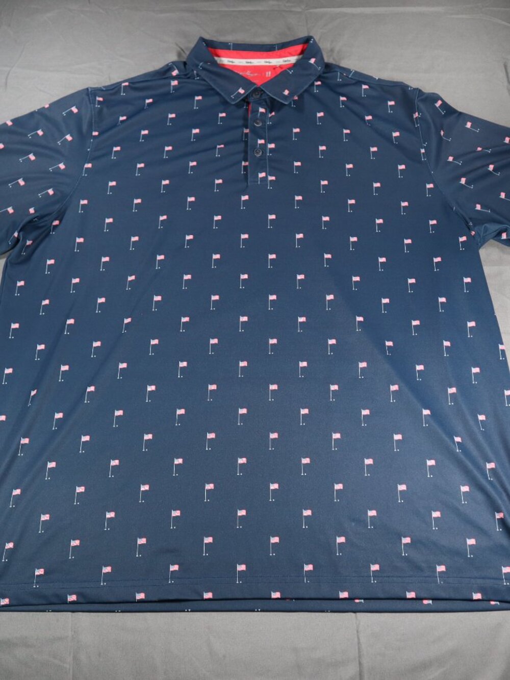 Walter Hagen Polo Shirt Mens XXL Tall Navy USA Flag Print Patriotic Performance
